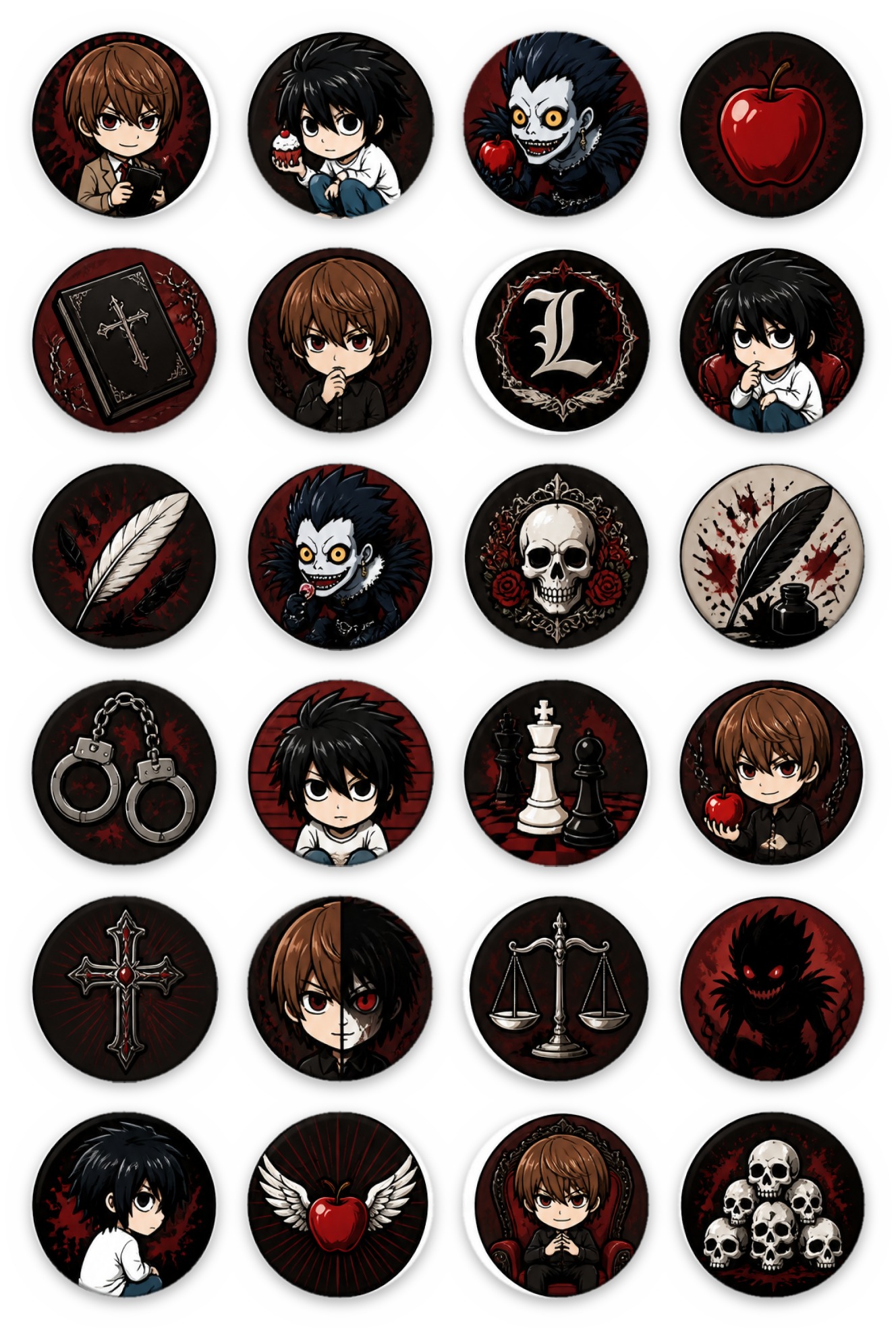Cartela de bottons Death Note