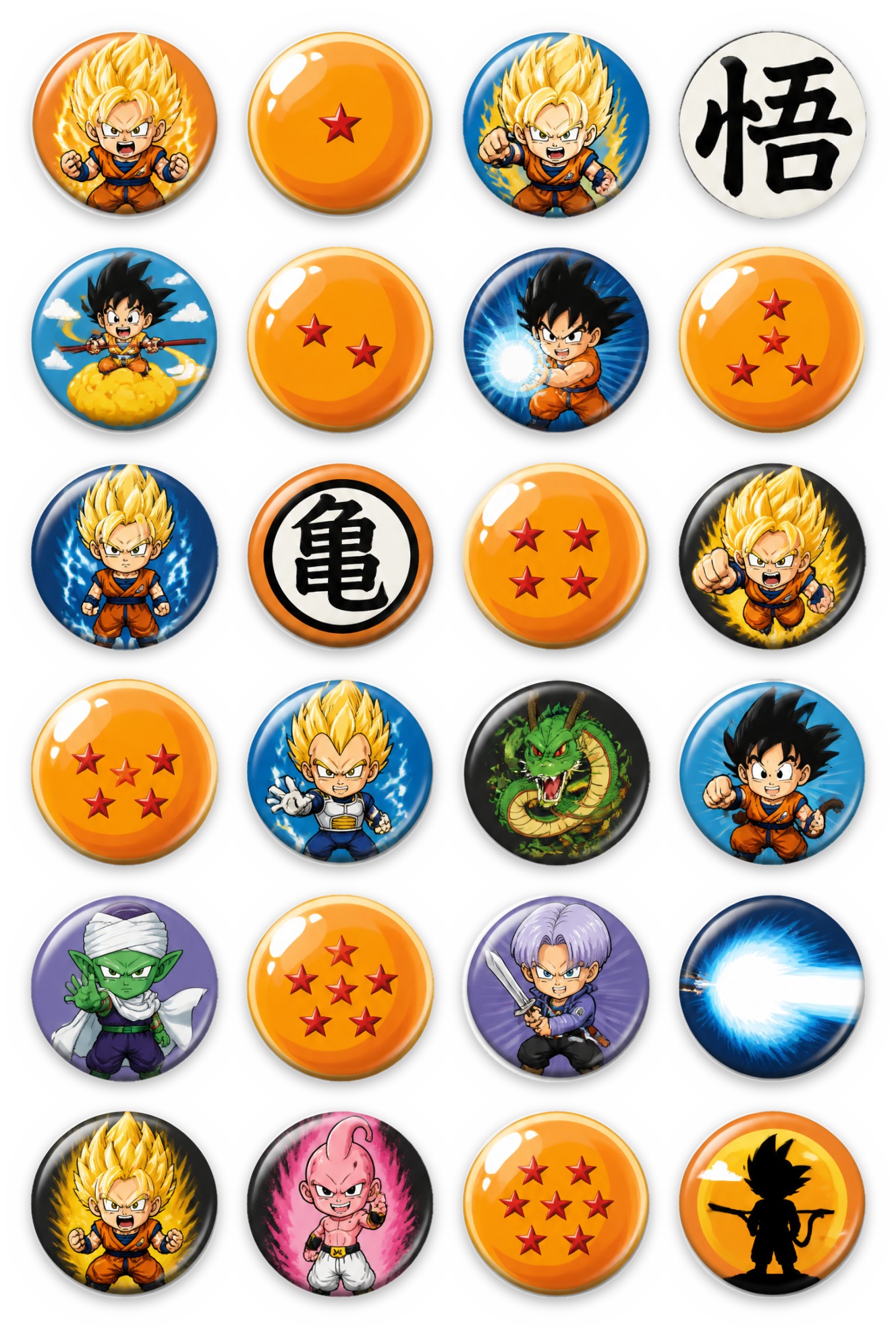 Cartela de bottons Dragon Ball