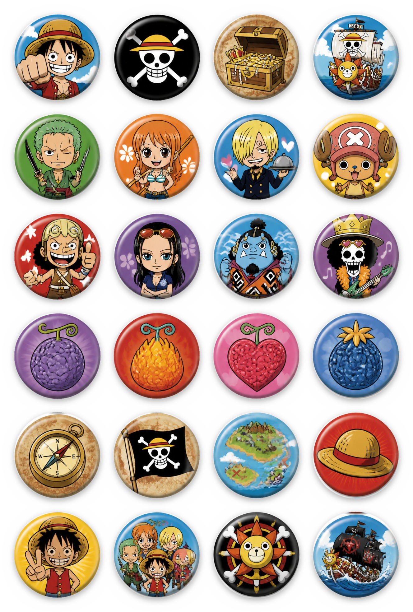 Cartela de bottons One Piece