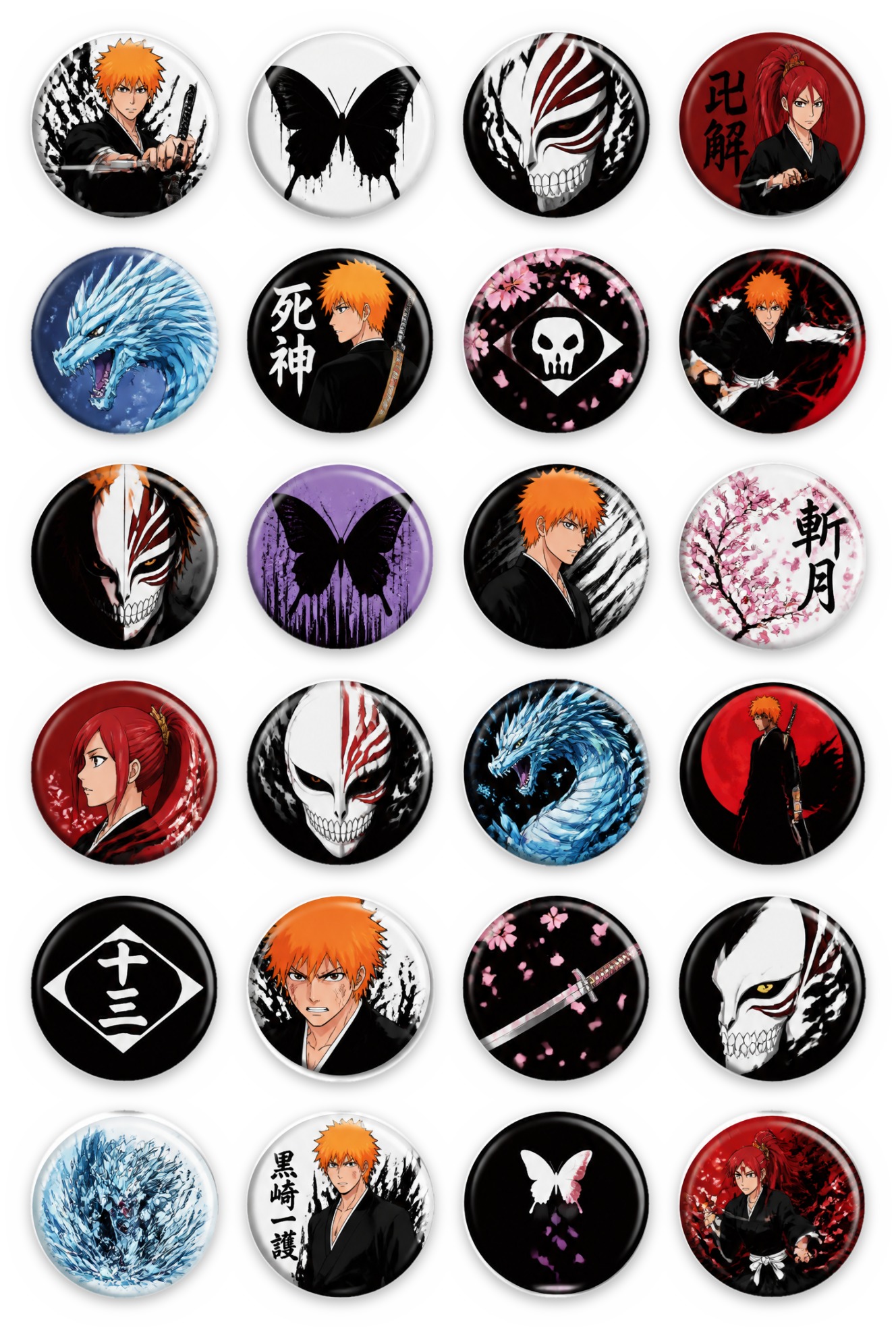 Cartela de bottons Bleach